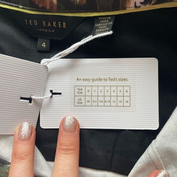 Ted Baker Evrett Lantern Sleeve Shirt Khaki Size 4 - US 12 - Picture 5 of 12